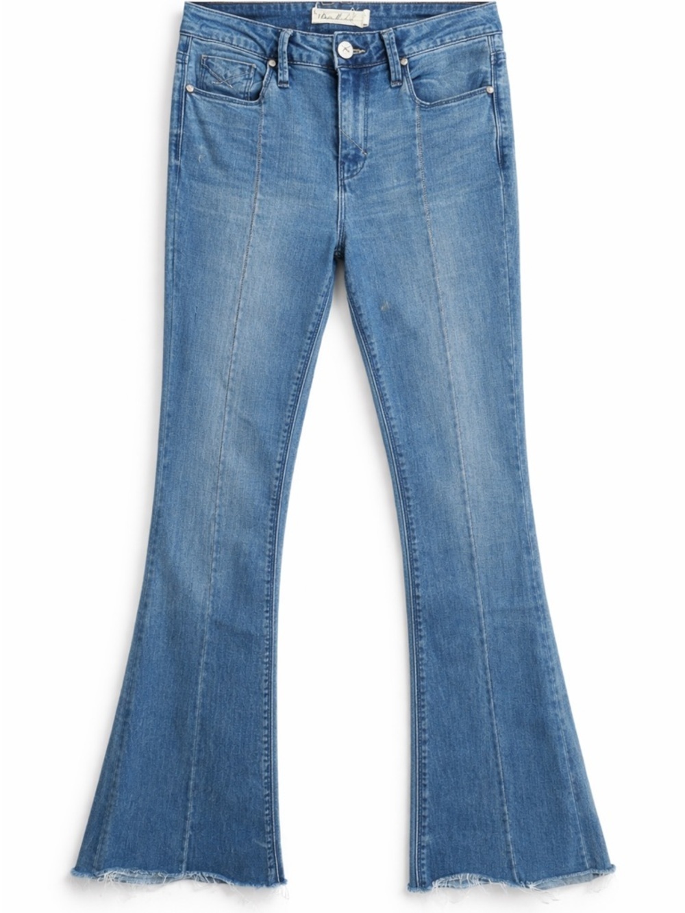 Unpublished flare jeans high rise raw hem stretch denim 25